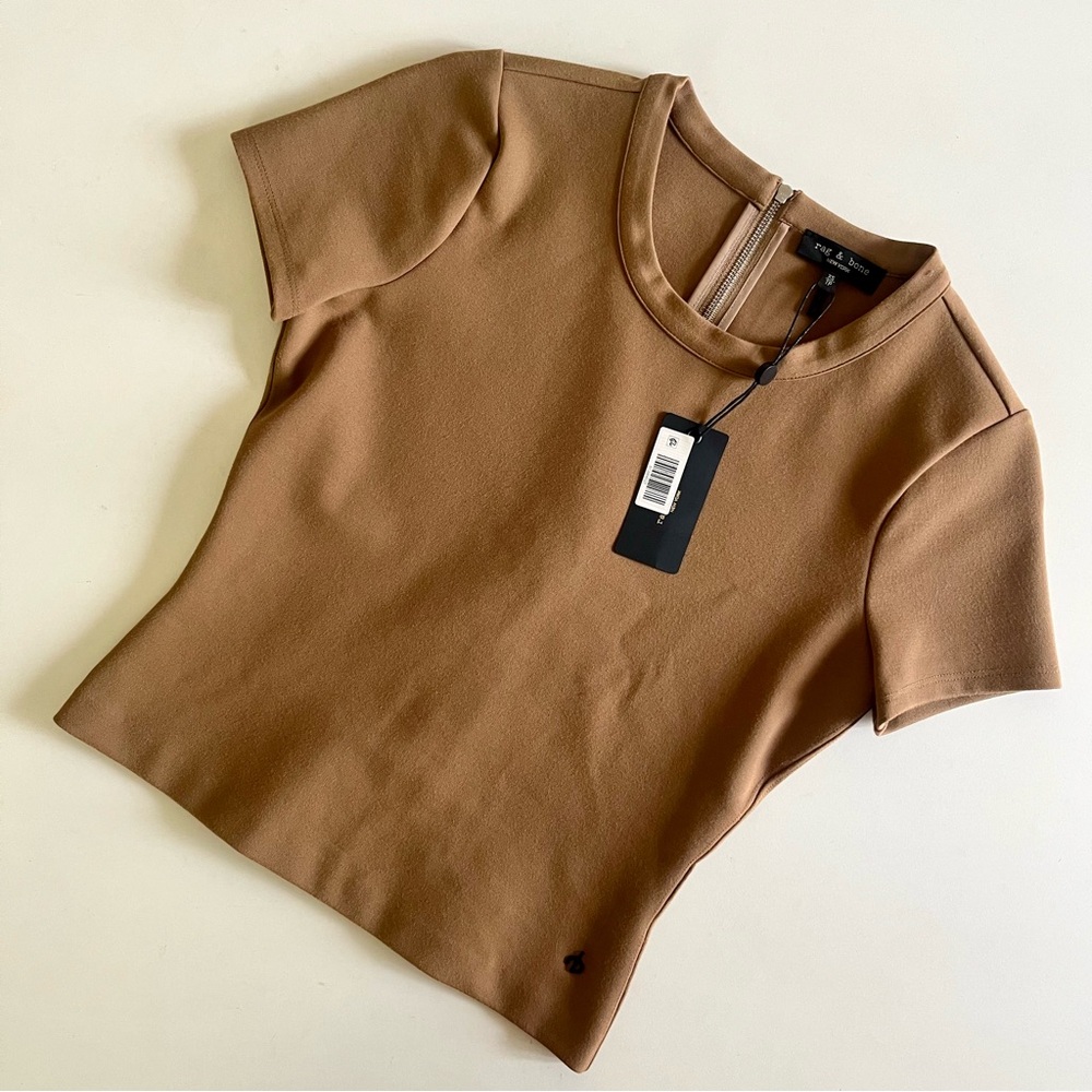 Rag & Bone Irina Ponte Crop T-Shirt Khaki Size XS NWT